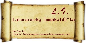 Latosinszky Immakuláta névjegykártya